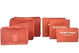 6 sets travel Organizers Packing Cubes Luggage Organizers Compression Pouches (Deep orange)
