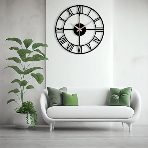 Image of Stylish Metal Analog for Living Room, Bedroom, Office, Kitchen, Home and Hall | Antique Fancy Big Size Modern Wall Watch for Home Decor (DA-129, 50CM)