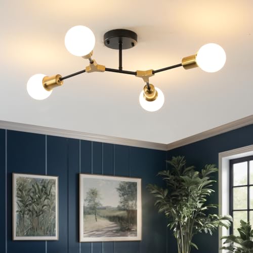 QUOOBE Modern Semi Flush Mount Ceiling Light,Mid Century 4 Light