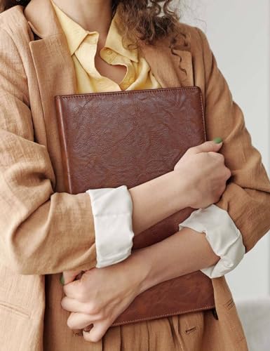 Image of Mymazn Padfolio Portfolio Folder, Faux Leather Interview Resume Folder with Document Organizer & Business Card Holder, Letter-Sized Notepad Legal Pad Holder for Men Women (Brown)