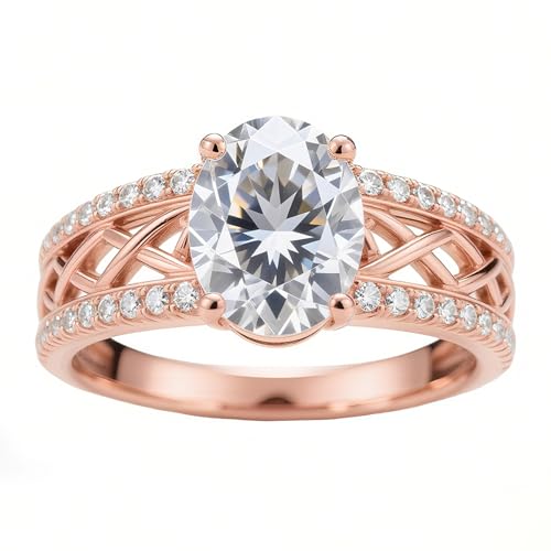 Custom 10k/14k/18k Gold Moissanite Engagement Ring for Women 925 Sterling Silver Gold Moissanite Wedding Ring D Color VVS1 Clarity Anniversary Mothers Day Jewelry Gift Sizes 4-162