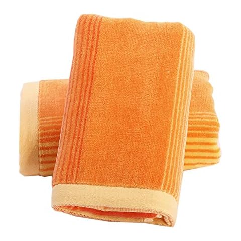Pidada Hand Towels Set of 2 Striped Pattern 100% Cotton Soft Decorative Towel for Bathroom 13.8 x 29.5 Inch (Orange) Cover