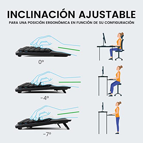 Miniatura 4 de Perixx Periboard-335bl Teclado Ergonómico Mecánico Con Cable - Tenkeyless - Teclas Clicky Azules De Perfil Bajo - Macro Programables - Windows Y Mac Os X - Layout Qwerty Español