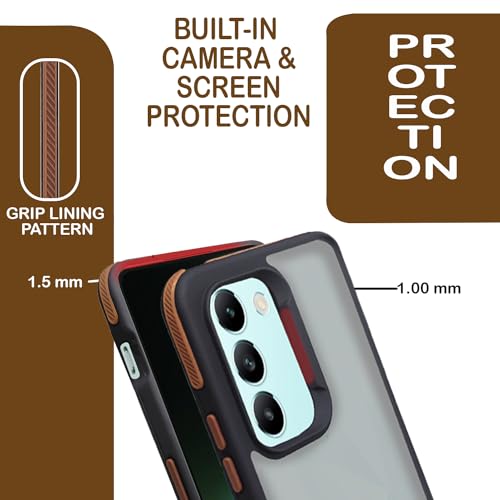 Image of A rtistque Frosted Ultra Matte Back Cover Case for Vivo T3 5G / Vivo Y200e 5G | Smooth Sides with Grip | Shockproof TPU Protective Design | Raised Camera Edges | - Brown