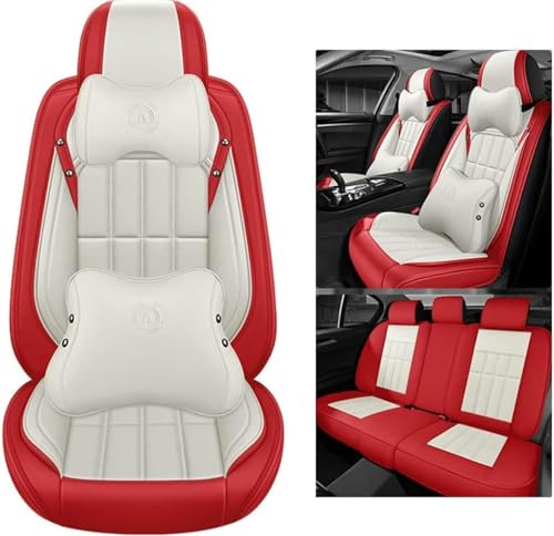 UQABS Fundas de Asiento de Coche Cuero universales para Tacoma Fj Cruiser Matrix Venza C-HR Echo Tundra Yaris,Compatible con airbag Lateral-Rojo