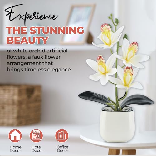 Topsv BP-5593 Orchids Artificial Flowers With White Ceramic Vase thumb #5
