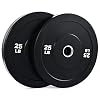 ZELUS Weight Plate Set of 2, Twin 2″ Bumper Plates for Strength and Training Fitness, Olympic Weight Set with Rubber Barbell Dumbbell Plates Stainless Steel Inserts for Pro or Home Gyms