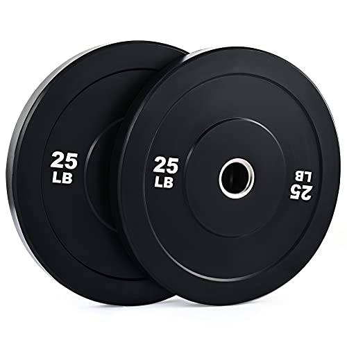 ZELUS Weight Plate Set of 2, Twin 2" Bumper Plates for Strength and Training Fitness, Olympic Weight Set with Rubber Barbell Dumbbell Plates Stainless Steel Inserts for Pro or Home Gyms