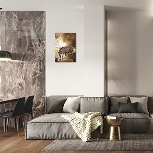 Bwspace Zebra Canvas Wall Art African Wildlife Zebra Realistic Portrait Canvas Decorative Painting For Office Living Room Bedroom #TOP3