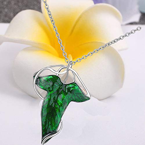 Yanjikeji Elven Green Leaf Brooch Pin Pendant Necklace With Jewelry Box For Christmas Day/Valentine's Day/Birthday (Brooch) #TOP2