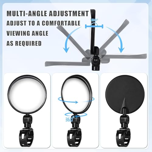 Image of JERN Pack of 2 Bike Rearview Mirror 360 Rotary Cycling Bicycle Convex Glass Rear View Mirror