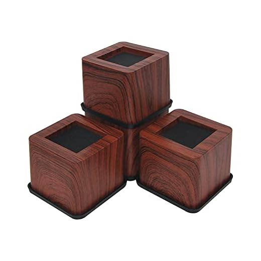 MIIX HOOM Bed Risers 3 Inch | Heavy Duty Wooden Color Furniture Risers | 4PCS | Dark Brown Sofa Couch Risers or Table Risers (Dark Wood Color)