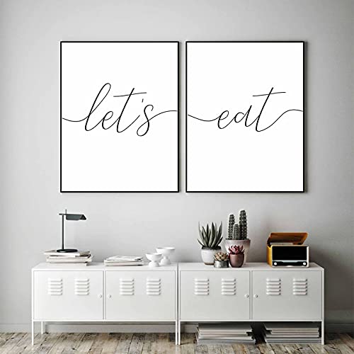 Citation Toile Affiche Let's Eat en Impression Haute Définition Salon