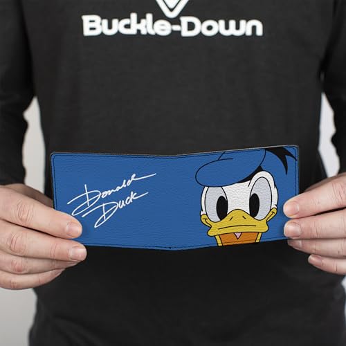 Disney Wallet, Bifold, Disney Donald Duck Face Close Up and Signature Blue, Vegan Leather4