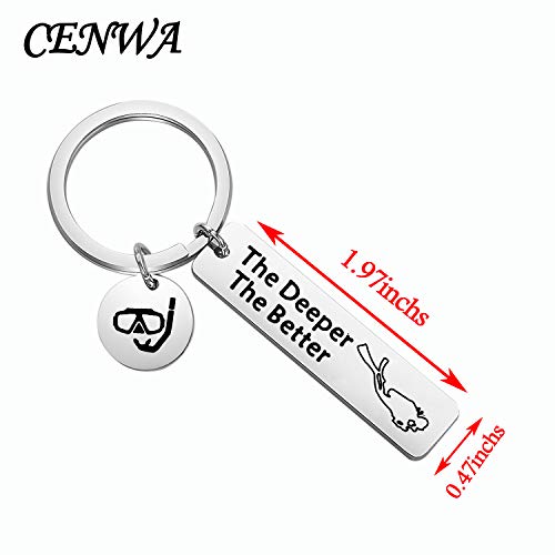 CENWA Scuba Diving Gift Scuba Diver Gift The Deeper The Better Keychain Extreme Sports Jewelry Gift for Divers Extreme(The Deeper The Better Keychain)2