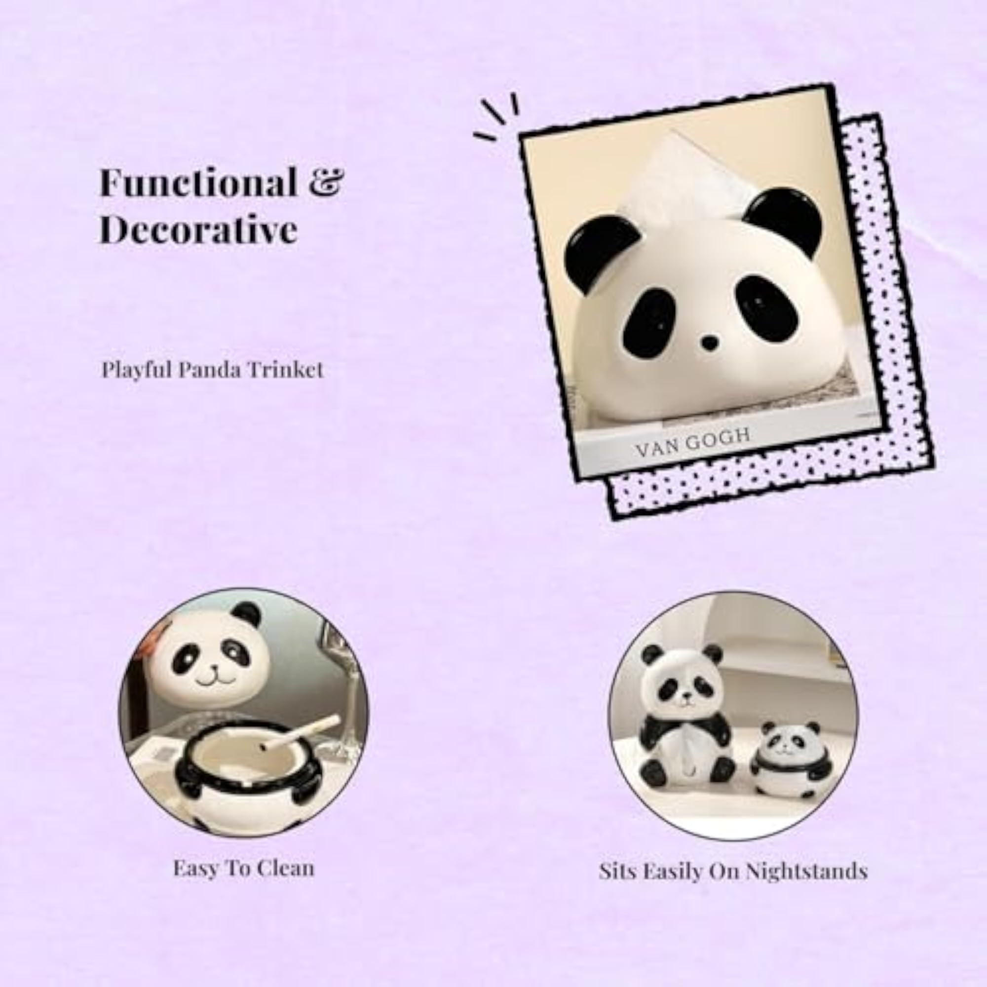 Panda Ceramic Ashtray with Lid, Cute Home Decor