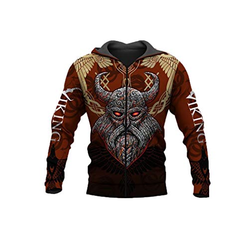 Sweat à capuche imprimé 3D Viking Hero veste zippée unisexe 7XL