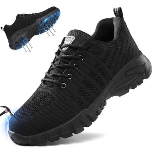 Image of GLANOUDUN Steel Toe Shoes for Men Lightweight Safety Toe Work Shoes Black