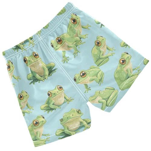 Pigsaly Boys' Swim Board Shorts Watercolor Cute Frogs Boy's Swim Trunks Kids Swimwear XS Multicolor2