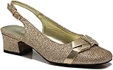 Enzo Romeo Antica02 Women's Wide Width Sling Back Low Heeled Pumps Sandals Shoes (8.5 Wide US, Gold (JZ1))