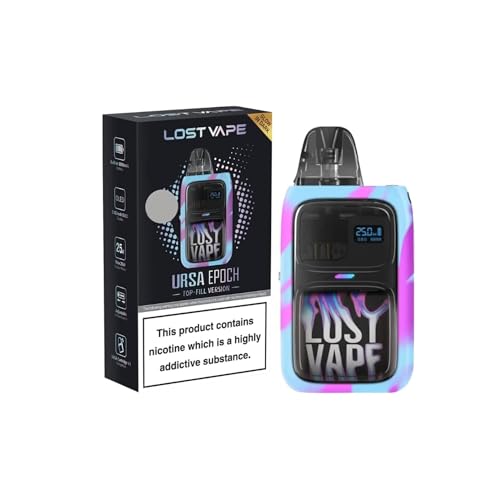 Lost Vape Ursa Epoch Pod Kit 1000mAh Battery 0.42 OLED Display Precise Airflow Adjustment Compact Design 2ml Cartridge Capacity No Nicotine (Flame Mystic)