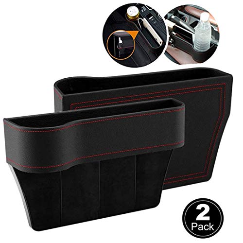 Fincy Palmoo Premium Car Seat Storage Pockets Box PU Leather Organizer Auto Gap Pocket Stowing Tidying for Phone Key Card Coin Case Accessoies?Car Interior Accessories (Brown)