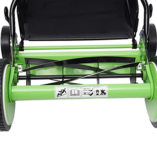 Hand Push Lawnmower,16In Cordless Manual Reel Lawn Mower with 5-Blade,40cm Cutting Width,9-Position Adjustable Mowing Height,Grass Cutter with Grass Catcher - Image 4