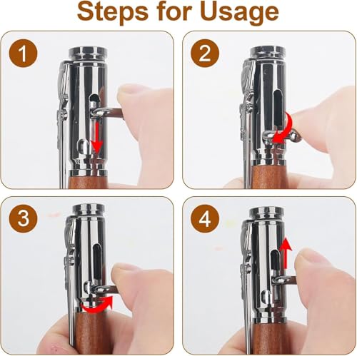 Image of bullet pen heavy metal realistic bolt action mechanism smooth writing ballpoint pen premium pocket clip stylish gift item for men (Brown)