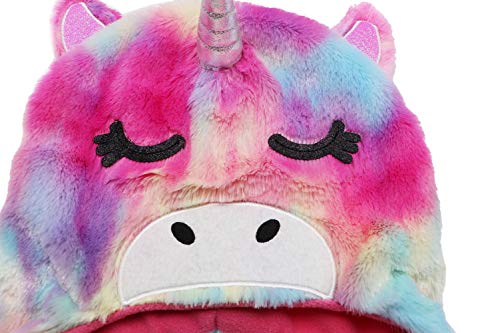 Newfancy Kids Little Girls Unicorn Beanie Winter Hat Rainbow Faux Fur Plush Fleece Lined Earflap Cap Pink #TOP4