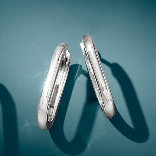 Ross-Simons Italian Sterling Silver Medium Paper Clip Link Hoop Earrings3