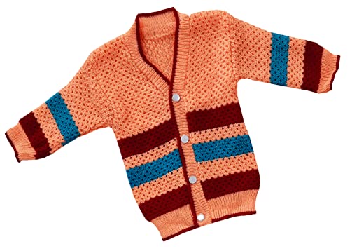 Image of little PANDA Unisex Baby Sweater Woollen Knitted Full Sleeves Sweater with Cap and Booties Set Woolen Sweater Baby Boys and Baby Girls