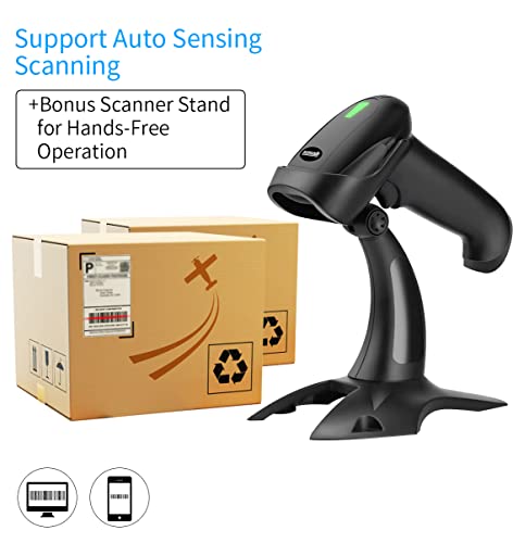 Usb Wireless Barcode Scanner With Stand,Symcode Barcode Scanner Wireless Versatile 2-In-1 (2.4Ghz Wireless+Usb 2.0 Wired) Rechargeable Cordless 1D Barcode Reader Usb Handheld Bar Code Scanner Wireless #TOP3