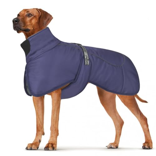 DoggieKit Dog Coats WaterProof Windproof Warm Winter Safe Threaded Reflective Strips Jacket for Medium Large Dogs with Harness Hole Puppy Pet Cold Weather Outfit Clothes Vest (Navy