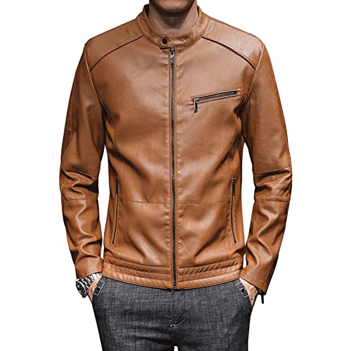 Veste de moto à col montant zippée en similicuir souple