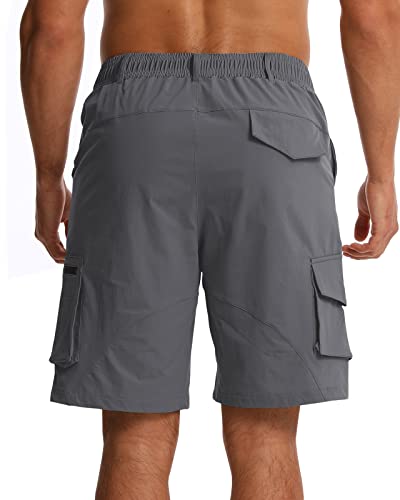 Y Yerfone Mens Work Casual Shorts Stretch Quick Dry Cargo Shorts Men 9 Inch Lightweight Outdoor Hiking Shorts Fishing Travel Dark Grey #TOP1