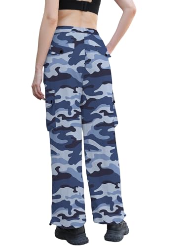 Image of Cromoncent Cargo Pants Girls & Women Parachute Pants Y2K Baggy Rave Clothes Waterproof with Pockets, 6 Years - 3XL