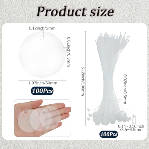 SOFPLATE 1 Karton 100 Sets Runde Versandetiketten Aus Kunststoff Mit Schnur Transparent 50mm Unbedruckt Robust Reißfest Zum Aufhängen Für Gepäck Logistik Einzelhandel Und Lagerhaltung