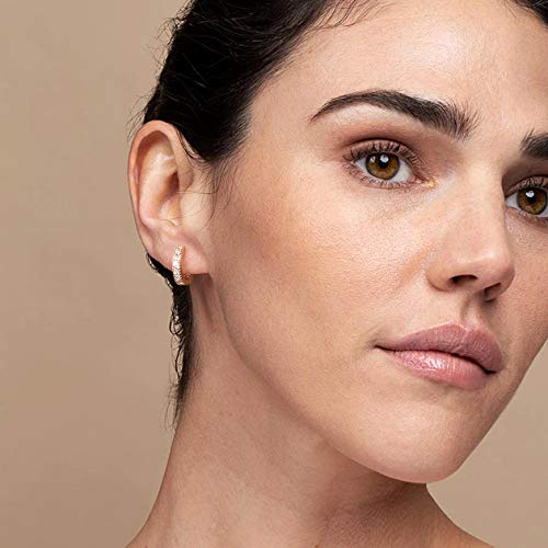 Kainier CZ Hoop Earrings with Cushion Cut Cubic Zirconia 14K White Gold Plated Ear Cuff Huggie Earrings Wonderful Gift Choice for Girls Women and Men…2