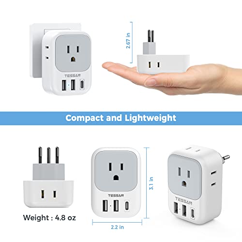 image for TESSAN Switzerland Power Adapter, Swiss Travel Adaptor with 4 American