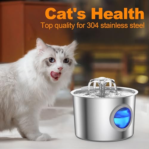 Cat Water Fountain Advanced 304 Stainless Steel 2.2L/74oz with 3-Pack Replaceable Filters, Detachable Tank, Easy to Clean, Automatic Pet Fountain Quiet Cats Water Dispenser, Dogs by JLVDXN - Image 2