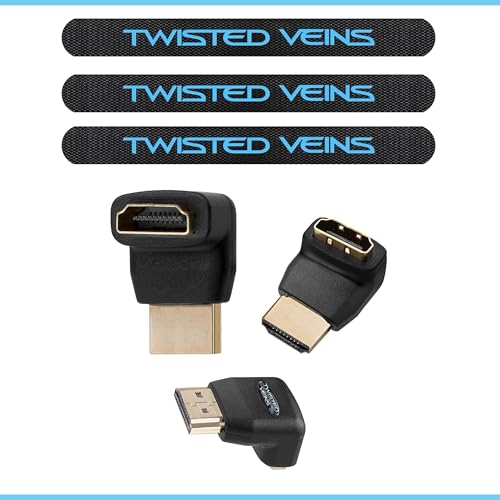 Image of HDMI Cable 3 ft, 12-Pack, with 270 Degree Left Angle HDMI Adapter, and 3 Microfiber Cable Ties, Premium Braided HDMI Cord, High Speed, Ethernet, Supports HDMI 2.0b 4K 60hz HDR and ARC