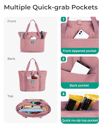 Image of BAGSMART Tote Bag for Women, Foldable Tote Bag With Zipper Travel Shoulder Bag Handbag for Work