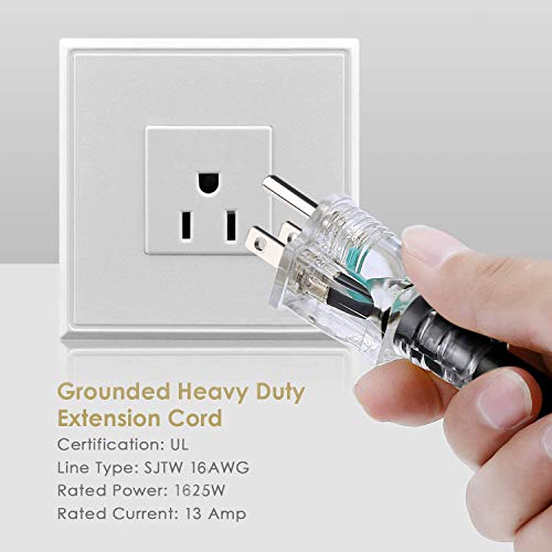 25Ft 14 Gauge 3 Prong Power Extension Cord,6 Socket Evenly-Spaced,Nema5-15P/Nema5-15R Male To Female Connector,Stage Back Lines Power Board,Holiday,Party And Christmas Decoration Extension Cable... #TOP3