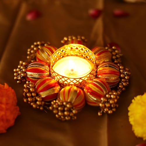 Image of Sehaz Artworks Festive Decor | Golden Diwali Diyas for Home Decorations | Diya with Tealight | Diwali Decoration for Home | Diya for Pooja | Pooja Decoration Items - Pack of 5