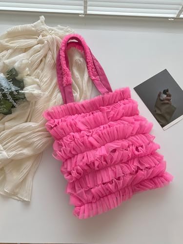 Verdusa Women’s Y2K Ruffle Trim Square Tote Bags Double Handle Shoulder Handbags4