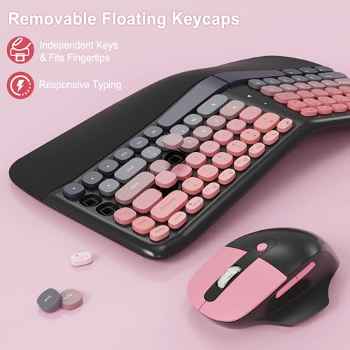 Image of Ergonomic Wireless Keyboard Mouse, Mechanical Gaming Set with Wrist Rest | Compatible With All windows and Type C Computer,With OTG & Long Clean Bruch,Ideal for PC, Home, Office and College