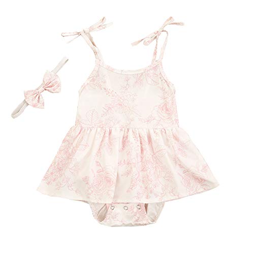 BemeyourBBs Ensemble robe d'été rose avec bretelles et bandeau, jupe tutu pour petite fille - Rose - 24 mois Cover