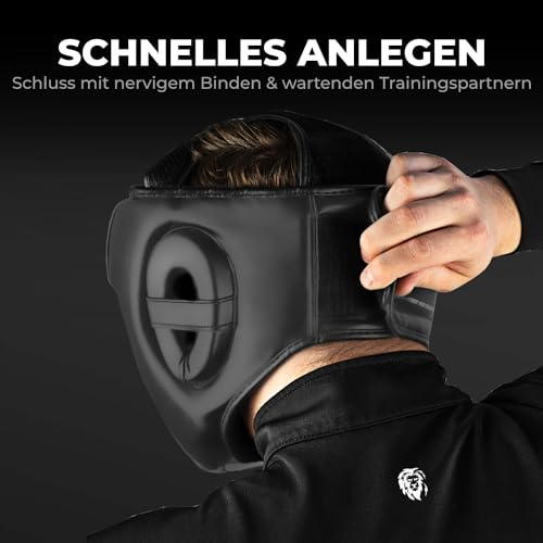 FIGHTR® Kopfschutz mit bestem Sitz für maximalen Schutz | Boxhelm für Sparring | Verstellbare Größe für Boxen, MMA, Muay Thai, Kickboxen & Kampfsport