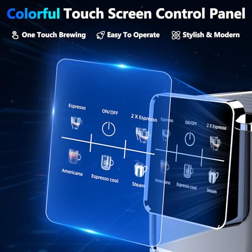 Image of URintells Cuising Espresso Machine 20 Bar,Touch Screen Espresso Maker with Steam Milk Frother,Stainless Steel Expresso Coffee Machine for Cappuccino Latte Cold Brew,1350W Fast Heat Up System,Black