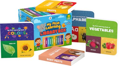 Image of My First Library Box Set of 10 Board Books | Baby Books for 1+ Year Old Baby & 2+ Year Old | Early Learning ABC Alphabet, Numbers, Animals & Colors | Kids Books | Gift for 1 Year Old Boy & Girl